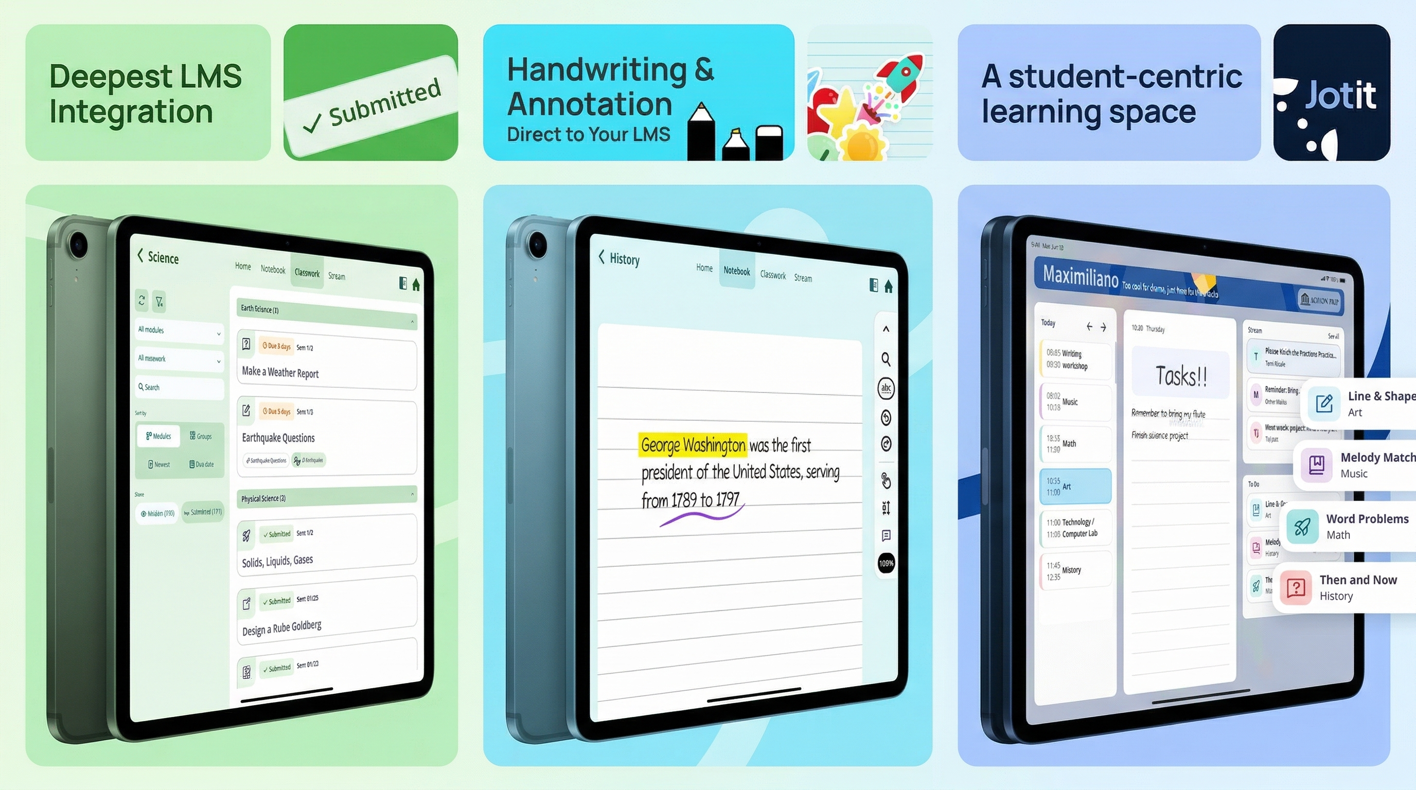 Jotit iPad app - hero view